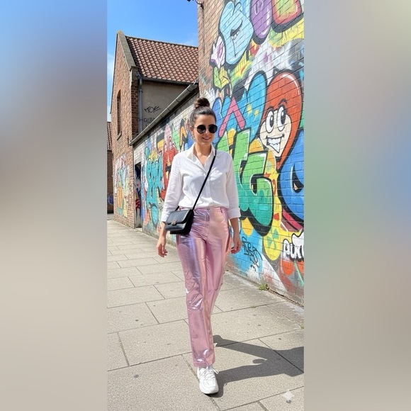 Galactic Glow Pant Womenswear Underwear Lady Metallic Shimmer High Waist - Picture 7 of 16